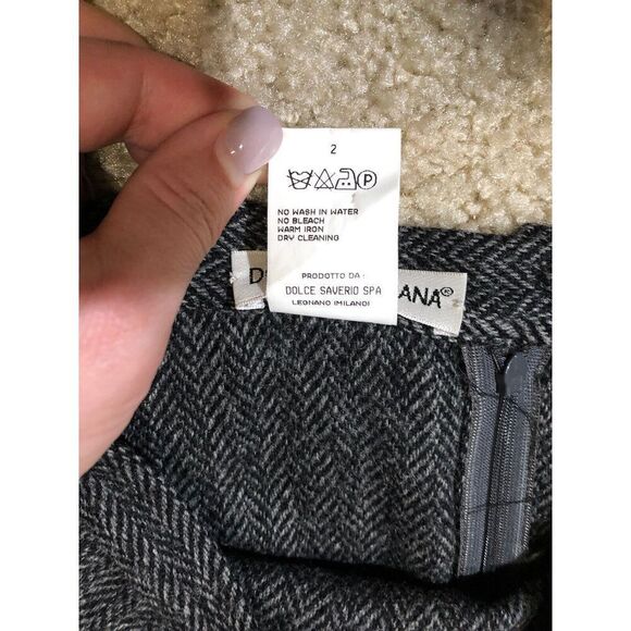 DOLCE & GABBANA Black Grey Pencil Skirt Size 42 Made In Italy - Picture 7 of 8